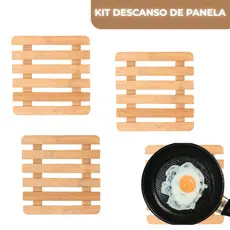 Kit 4 Descanso de Panela de Bambu Mesa Posta Apoio Protetor de Panelas