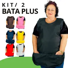 Kit 2 Avental Bata Gg Plus Frente E Costas Uniforme Jaleco Grande Tamanho Maior Corpo Bolso