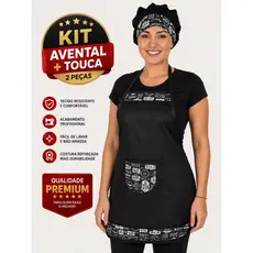 Avental E Touca De Cozinha Feminina Confeiteira Combinando