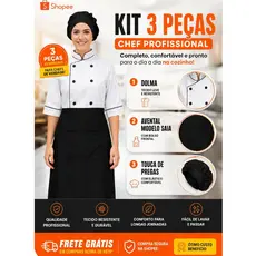 Kit Dolma Com Saia E Touca Restaurante Chef Cozinha