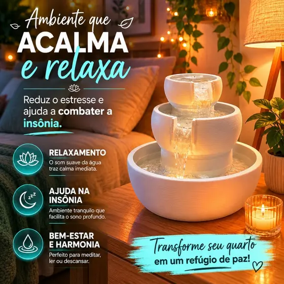 FONTE DE ÁGUA DOIS JARROS BIVOLT CASCATA DECORATIVA