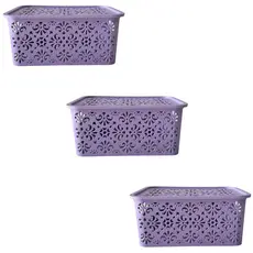Kit Com 3 Caixa Organizadora Multiuso Empilhavel Oriental Color Com Tampa 3,5 Litros