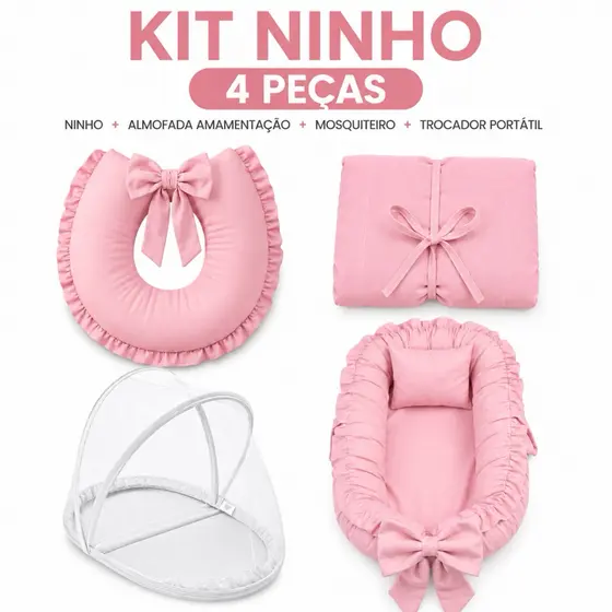 Ninho Redutor Com Almofada de Amamentação + Trocador Portátil + Mosquiteiro Para Ninho