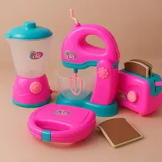 Kit Cozinha Infantil Brinquedo 4 em 1 Liquidificador Batedeira Torradeira Presente Menina