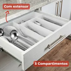Organizador De Gaveta com Extensor Ajustável Porta Talheres Utensílios Cozinha Multiuso Arthi