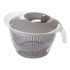 Centrífuga Seca Salada Manual 2,8 Litros Cinza Tampa Giratória Folhas Verduras Legumes Plasútil