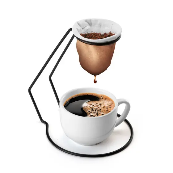 Coador De Cafe Individual Mini Aramado Preto Filtro De Pano Arthi