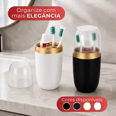 Suporte Porta Escovas De Dente Pasta Dente Tampa Plástica Pia Banheiro Lavabo Viagem Arthi
