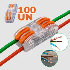 Conector de Fio Emenda Rápida Chuveiro Tomada Alavanca Alta Durabilidade 2 Vias Kit 100UN