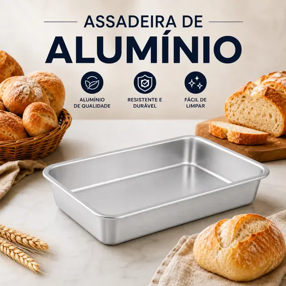 Assadeira Forma Alumínio  Retangular Bolo Torta Pão  Resistente Nº1