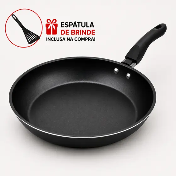 Frigideira Francesa Antiaderente Aluminio Teflon Com Espatula