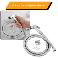 KIT para ducha higiênica com Mangueira Flexível em Aço Inox 1,20Cm e gatilho chuveirinho cromado abs