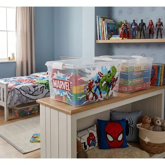 Caixa organizadora 46L c/ trava Avengers ( Vingadores )