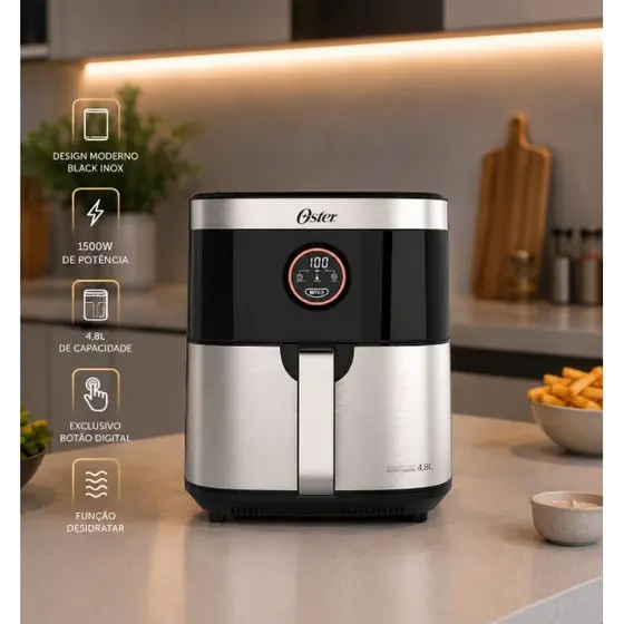 Fritadeira elétrica 4,8L Air Fryer Oster 127V OFRT660 1500W