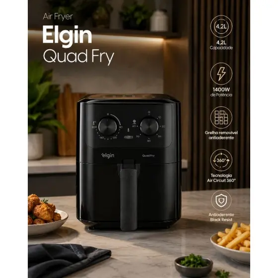 Fritadeira elétrica Air Fryer Elgin Quad Fry 4,2L 127V 1400W