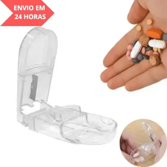 Cortador de Comprimidos Porta Remédios Separador - 2 em 1