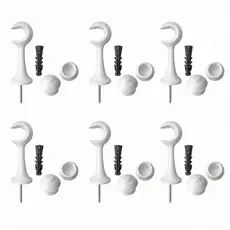 Kit 6 Suportes Para Varão De Cortina 19mm Com 6 Ponteiras PVC Resistente Várias Cores Instalação Completa