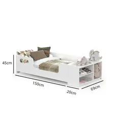 Cama Infantil Montessoriana Baixa Para Colchão Com Sapateira E Nicho Para Quarto De Criança Menina E Menino Aconchego