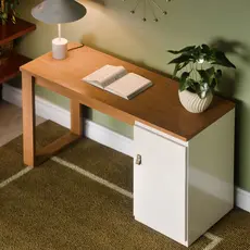 Mesa Escrivaninha Star Paris MDF Amadeirada com Porta Para Home Office ou Estudo Moderna e Funcional