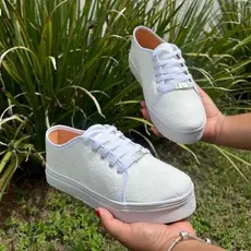 Tênis Sapatenis Escolar Feminino Branco Esportivo Casual Dia Dia Caminhada Confortável  Enfermagem ENVIO24HS
