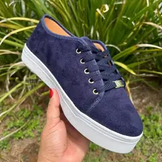 Promoção Tênis Feminino Casual Azul Marinho  Leve e Confortável