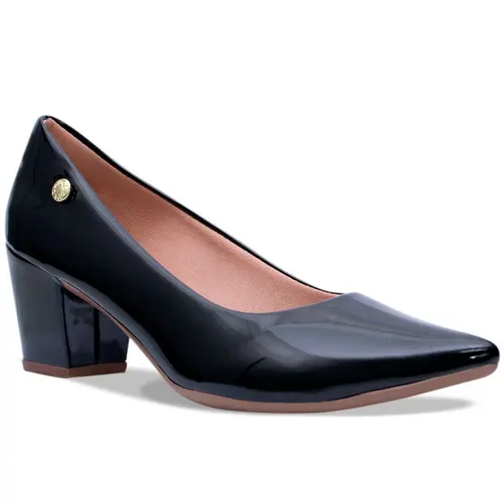 Sapato Social Scarpin Feminino Salto Grosso Verniz Moda Social