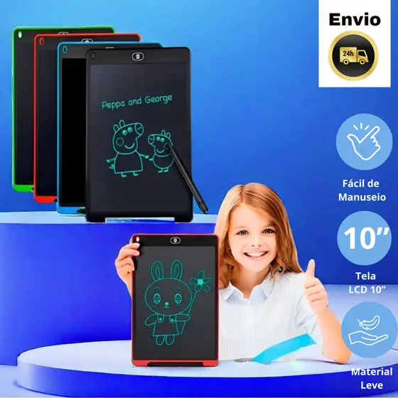 Lousa Mágica 10 Polegadas Tablet Infantil de Escrever e Desenhar 25cm