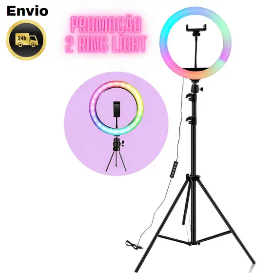 Kit 2 Ring light , 8 Polegadas e 12 Polegadas + tripé 1,79m