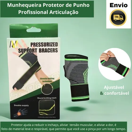 Munhequeira de Compressão Tendinite Elástica Ajustável Ortopédica Proteção