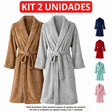 Roupão de Microfibra Plush Aveludado Adulto Toque Macio Masculino e Feminino Tamanho M e G