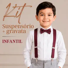 Kit Suspensório Marsala + Gravata Borboleta Infantil