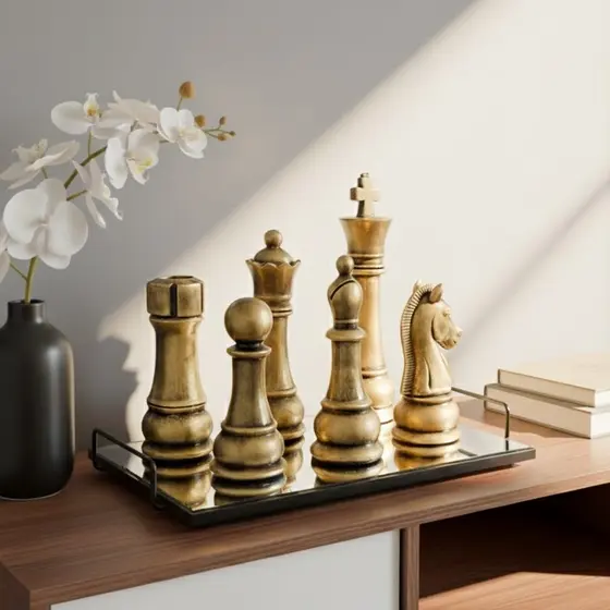 DECORAÇÃO ELEGATE ESTATUETA XADREZ DE LUXO SALA,,QUARTO,ESCRITORIO,RALL E ETC