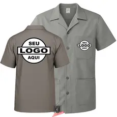 Jaleco Profissional com 3 Bolsos Personalizado Empresa, Jaleco Brim Manga Curta / Personalizado PEITO e COSTAS