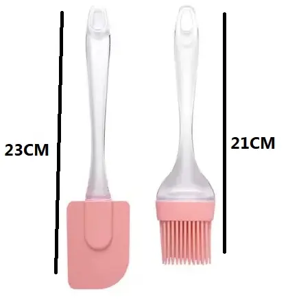 Conjunto 2 Peças Cozinha Confeitaria Espátula Pincel Em Silicone Multiuso Funcional 21cm X 23 cm