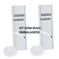 OFERTA KIT 2 Conjuntos Cortador Descascador E Apoiador Para Legumes Branco Keita Dupla Face Multiuso Universal