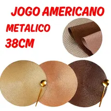 Kit 4 Ou 6 Jogo Americano 38cm Elegante Metálico Para Mesa Redondo Descanso De Mesa De Cozinha