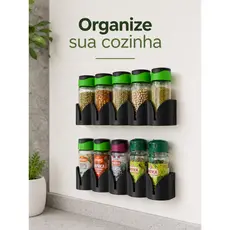 Porta Temperos de Parede Área Gourmet - Suporte Condimentos Churrasqueira - Prateleira Especiarias Decorativa 3D