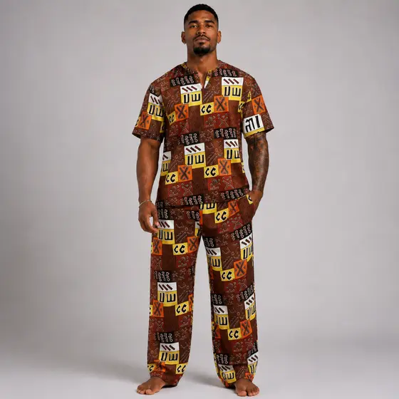 Conjunto Roupa Umbanda Candomblé Ankara Estampado Africano Colorido Masculino Premium Entrega Rapida