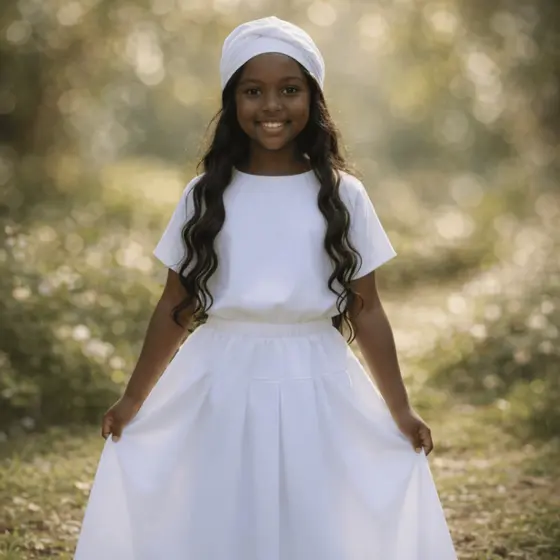 Roupa Infantil Menina Racao Umbanda Candomble Saia+ Camizu +Pano De Cabeça 3 Pecas LUXO FULL Premium