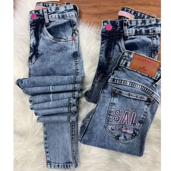 Calça Jeans Feminina Skinny Coladinha Cintura Alta Sal E Pimenta