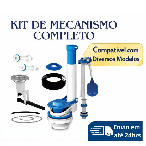 Kit Completo Mecanismo Universal para Caixa Acoplada – Compatível com Diversos Modelos