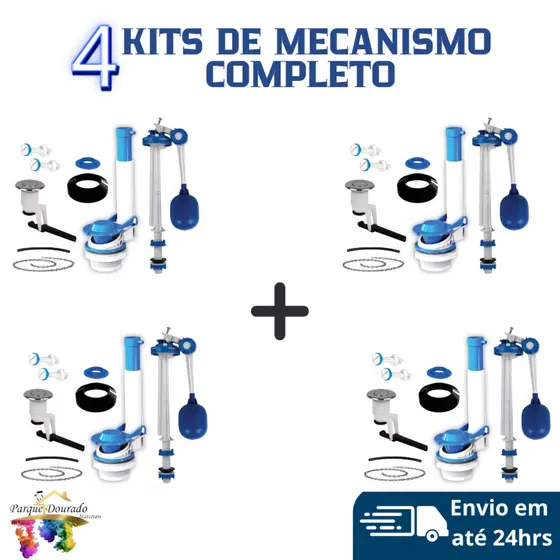 4 KITS COMPLETOS MECANISMO UNIVERSAL PARA CAIXAS ACOPLADAS