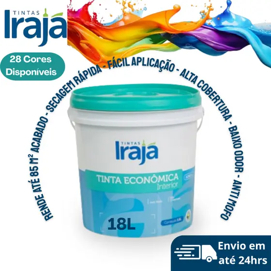 Tinta Acrílica Econômica Irajá 18L – Alta Cobertura, Antimofo e Baixo Odor para Paredes Internas