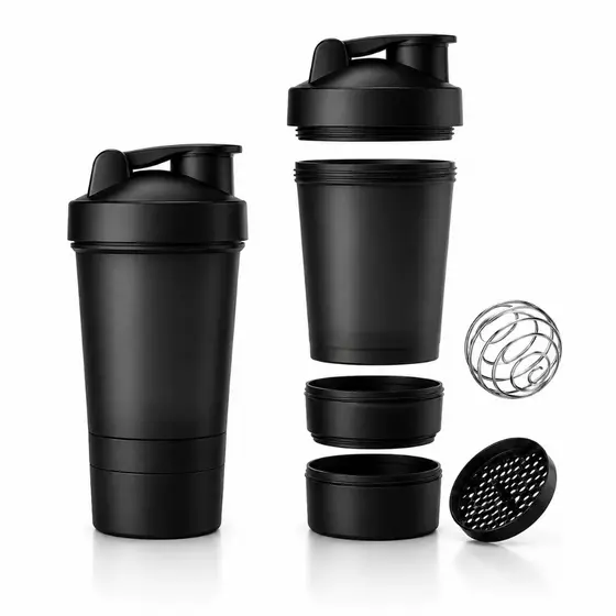 Coqueteleira Shakequeira 500ml com 3 compartimentos peneira mais esfera misturadora varias cores
