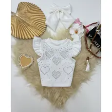 Blusa Infantil Feminina Canelada Em Pedrarias Corações Blogueirinha Moda Fashion