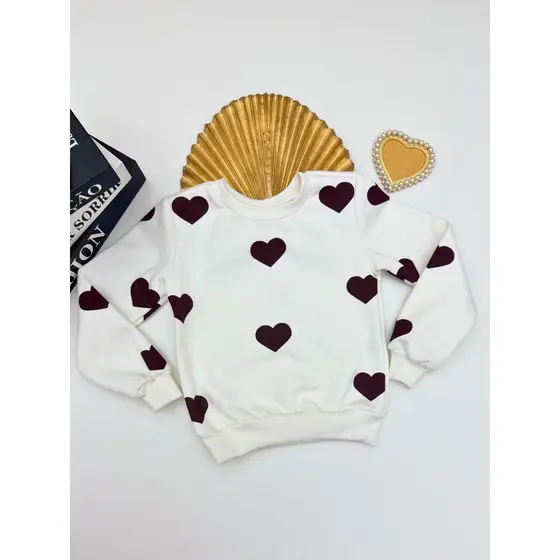 Blusa de Frio Moletom Flanelado Infantil Estampa Corações Fashion Super Quentinho