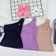 Blusinha Infantil Feminina Flor Delicada Estilo Moda Fashion Blogueirinha Verão Confortável