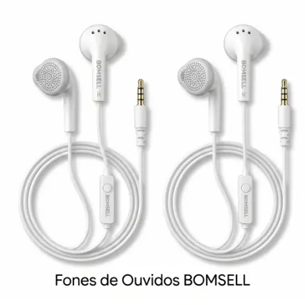 Kit com 2 Fones de Ouvido Com Fio e Microfone - BOMSELL