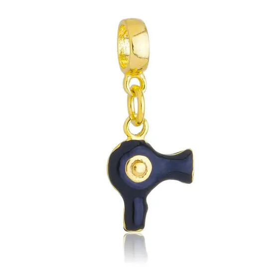 Berloque Secador De Cabelo Cabeleireira Banhado a Ouro 18k