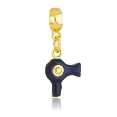 Berloque Secador De Cabelo Cabeleireira Banhado a Ouro 18k
